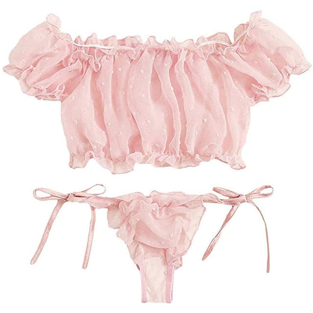 Sofelo Off Shoulder Lace Up Two-Piece Beach Swimsuits