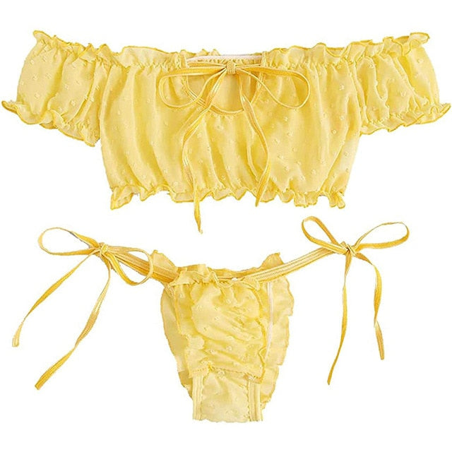 Sofelo Off Shoulder Lace Up Two-Piece Beach Swimsuits