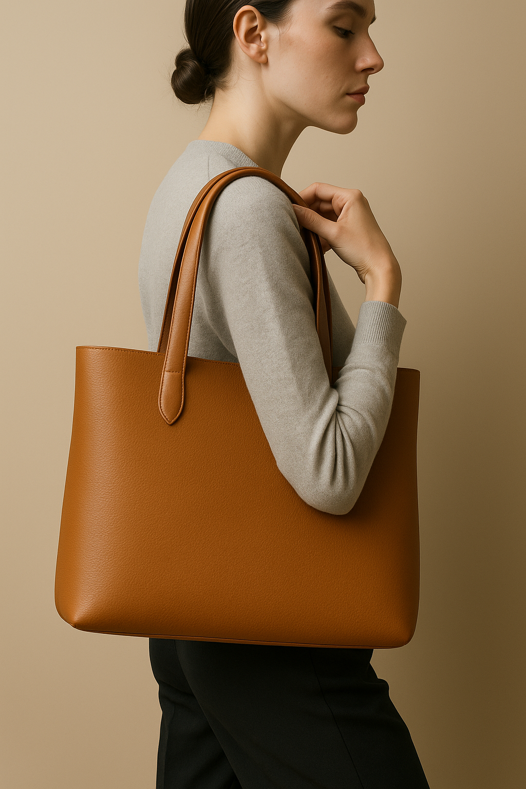 Classic Leather Tote Shoulder Bag