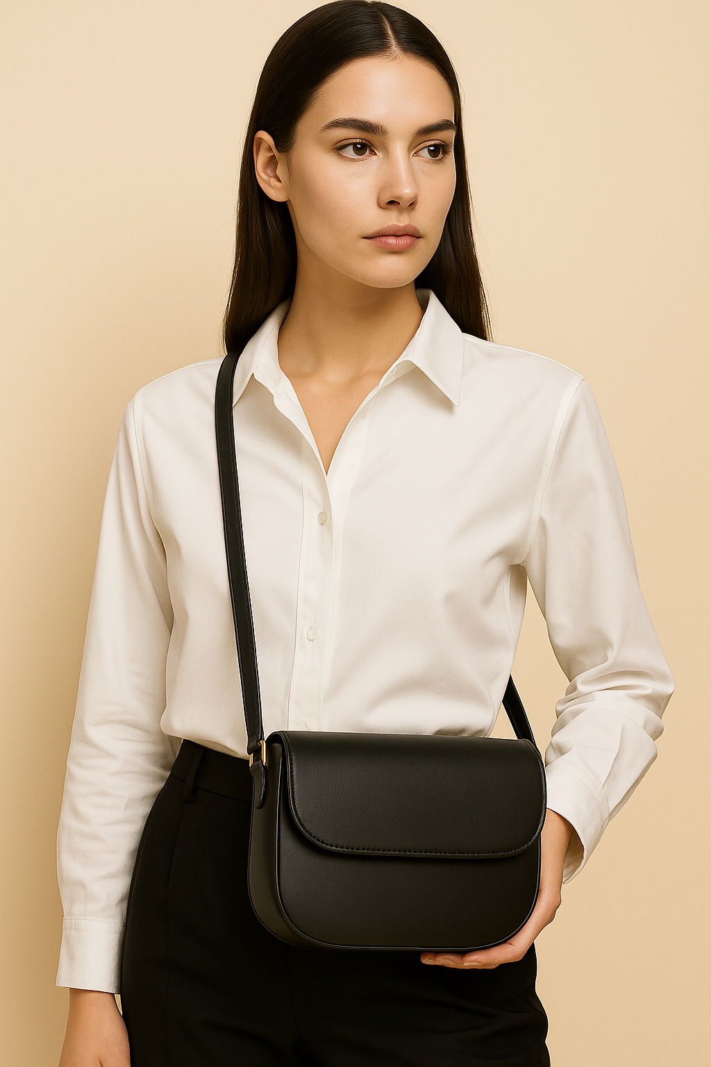 Women's Crossbody Leather Bag - Hands-Free Style