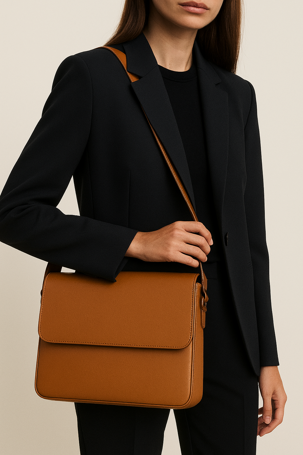 Leather Messenger Laptop Bag - Modern Professional Mobility