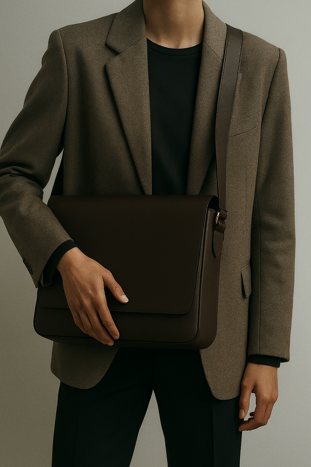 Leather Messenger Work Bag - Modern Professional