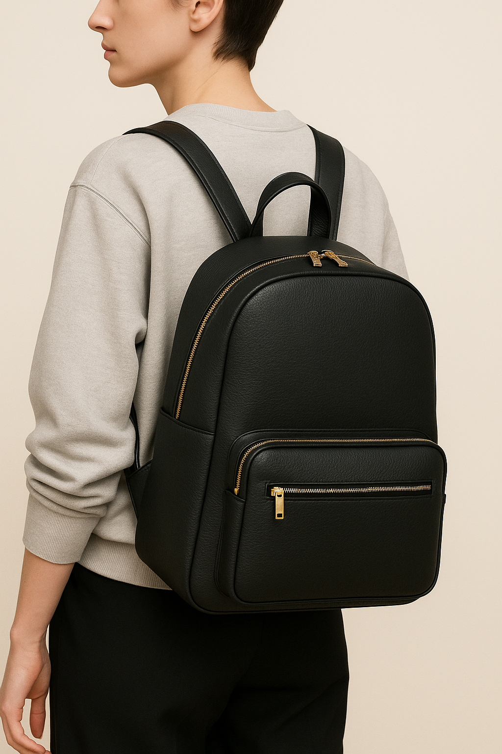 Premium Travel Leather Backpack with Laptop Compartment