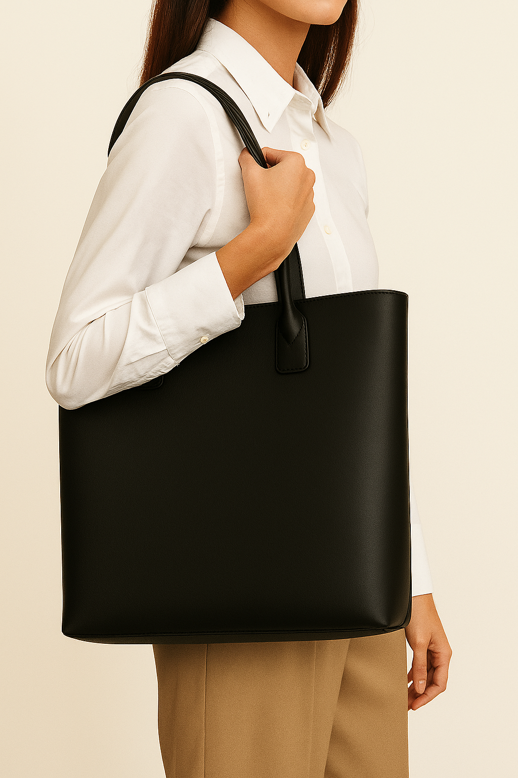 Structured Leather Tote Bag - Spacious & Sophisticated