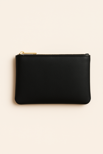Zip-Top Leather Pouch - Versatile Storage Solution