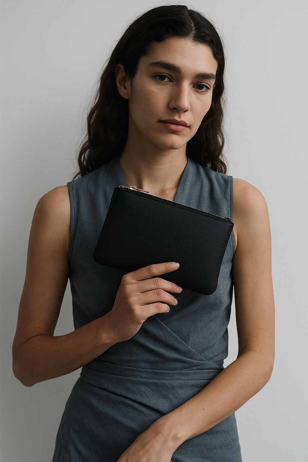 Zip-Top Leather Pouch - Versatile Storage Solution