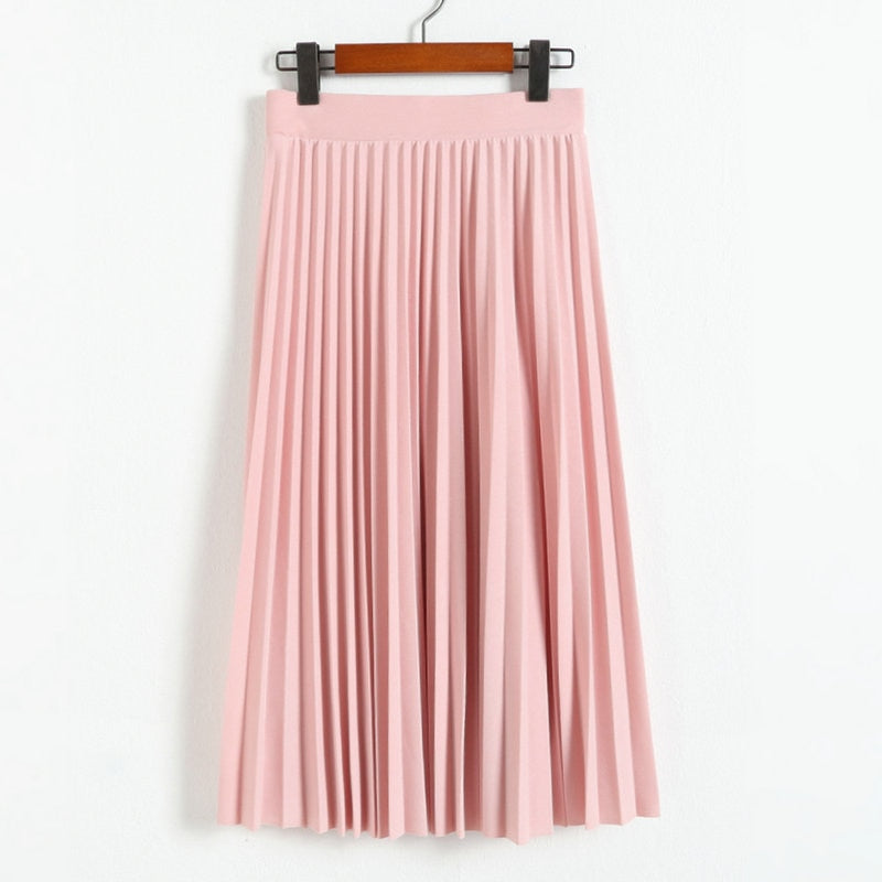Sofelo High Waist Pleated Length Elastic Skirt