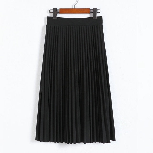 Sofelo High Waist Pleated Length Elastic Skirt