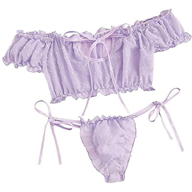 Sofelo Off Shoulder Lace Up Two-Piece Beach Swimsuits