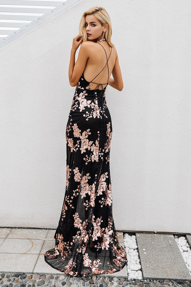 Sexy Lace Up Halter Sequin Party Dresses